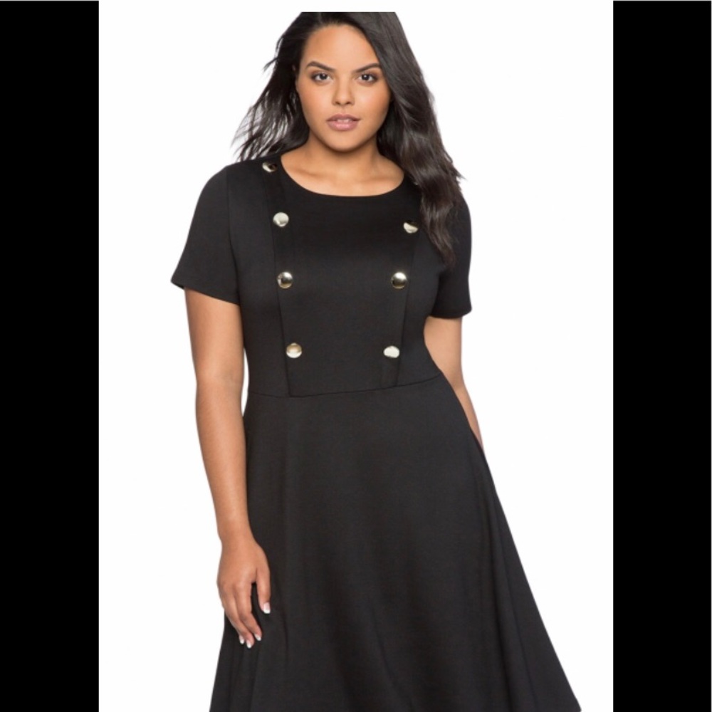 New Black Button front fit and flare ps dress